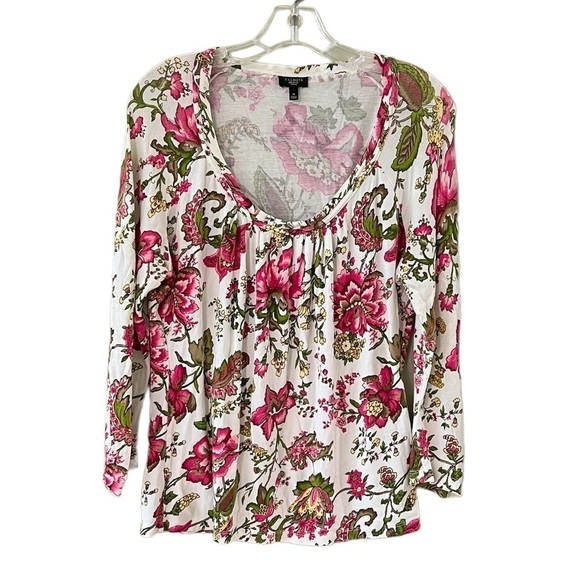 TALBOTS Floral Print Top Size Petite Medium - Picture 1 of 5